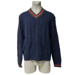 DEADSTOCK Y2k Polo by Ralph Lauren blue wool blend sweater . XXL